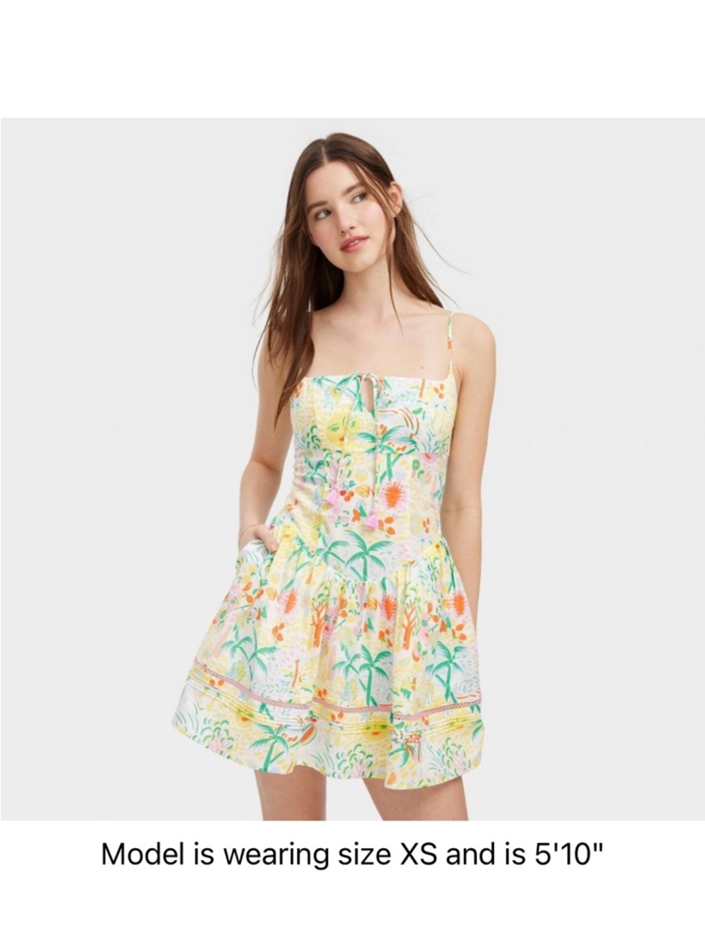 Roller Rabbit Yellow Tropical-Print Mini Dress